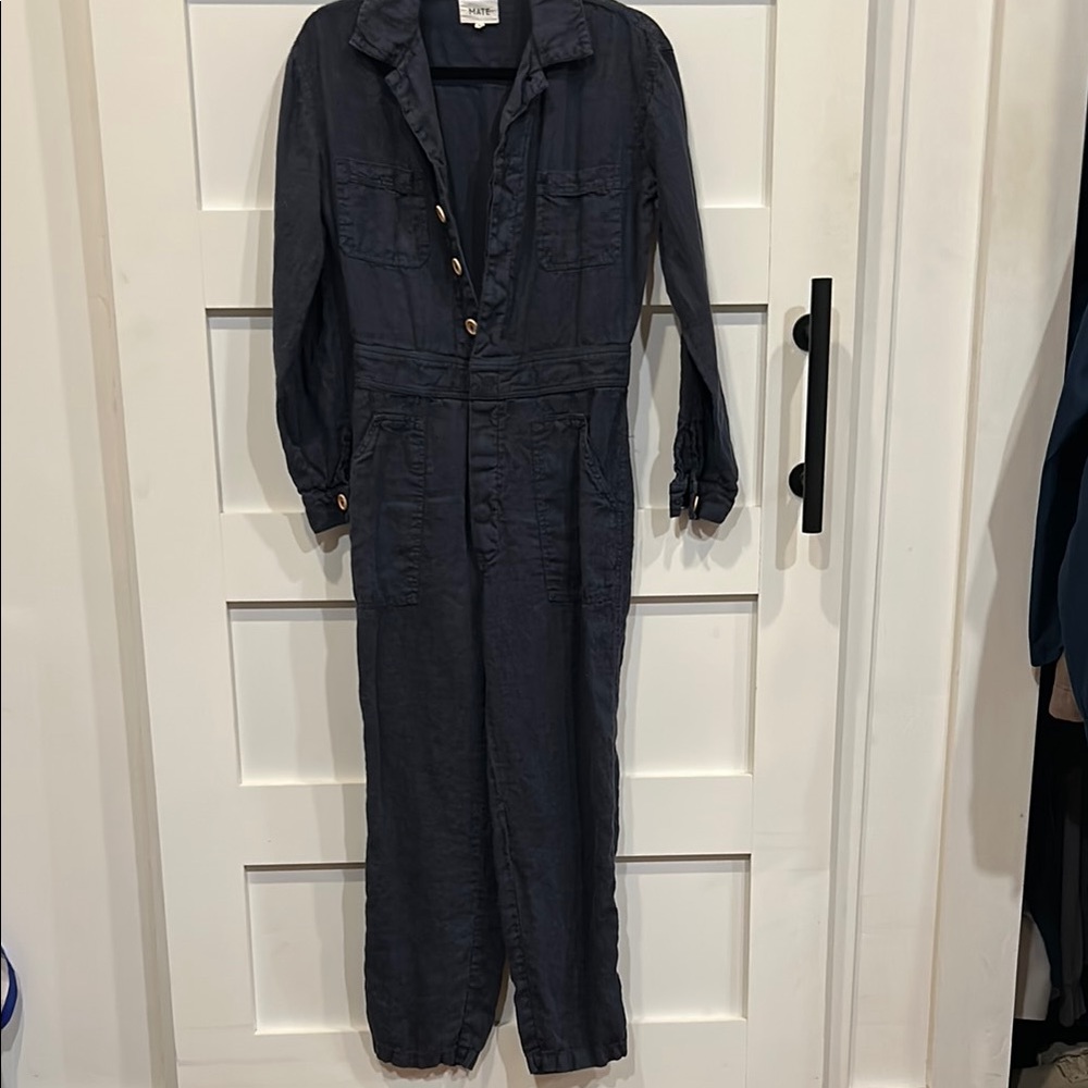 MATE the label navy linen jumpsuit